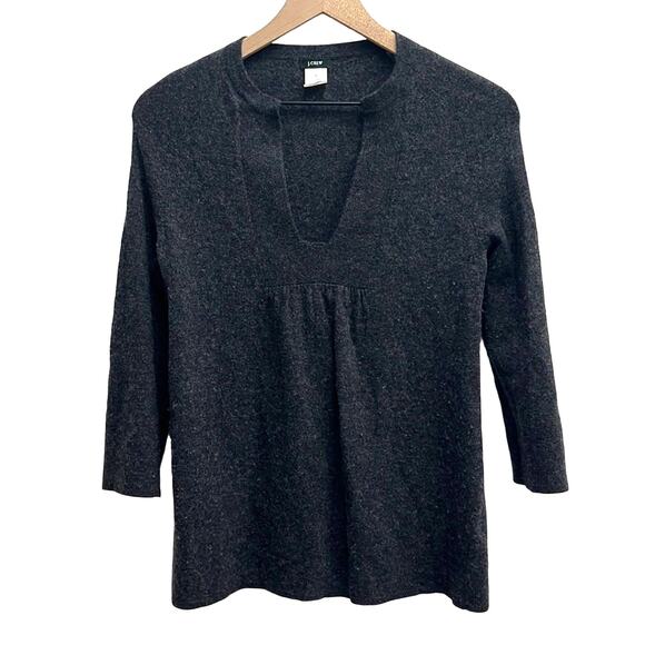 J. CREW Womens Wool Cashmere Sweater Size Small 3/4 Sleeve Nylon Blend Gray Grey - Picture 1 of 7